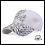 Casquette Tête de Mort Strass Blanche