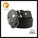 Ceinture Tête de Mort Crâne Mexicain Noire Lisse