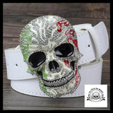Ceinture Tête de Mort Effet Diamant Blanche