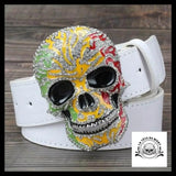 Ceinture Tête de Mort Effet Diamant Blanche