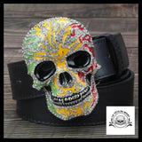 Ceinture Tête de Mort Effet Diamant Noire
