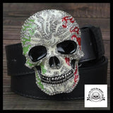 Ceinture Tête de Mort Effet Diamant Noire
