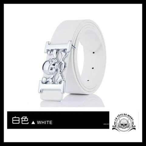 Ceinture Tête de Mort Pirate Blanche