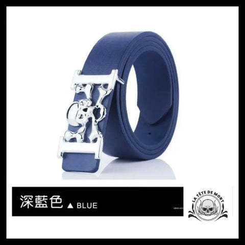 Ceinture Tête de Mort Pirate Bleue