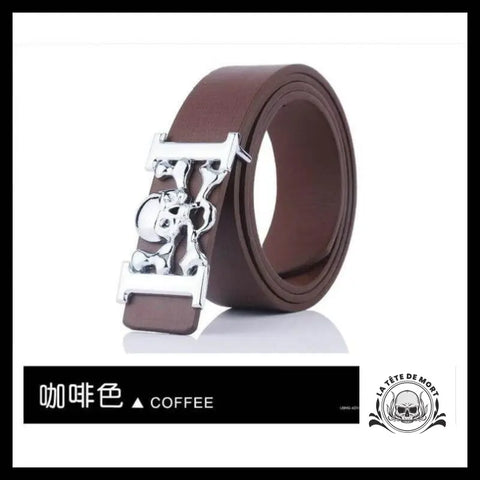 Ceinture Tête de Mort Pirate Marron