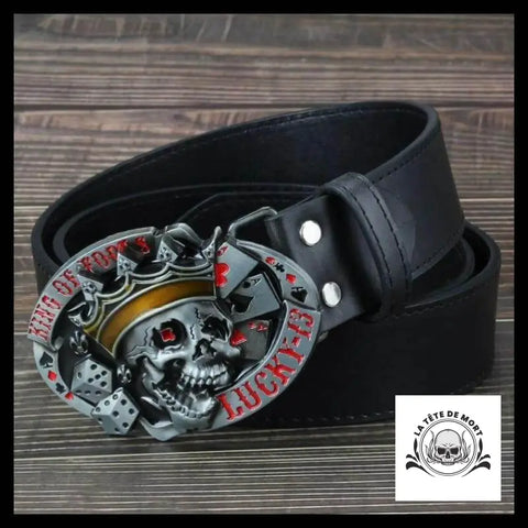 Ceinture Tête de Mort Roi Du Poker Noire