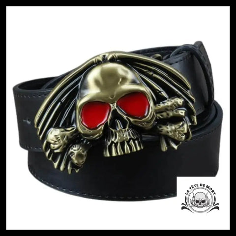 Ceinture Tête de Mort Yeux Rouges