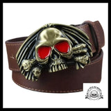 Ceinture Tête de Mort Yeux Rouges