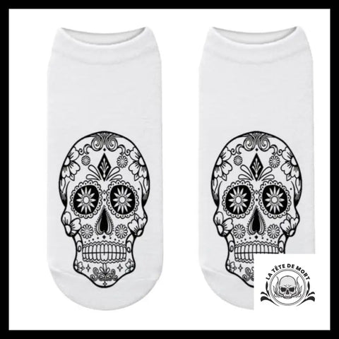 Chaussette Crâne Mexicain Noir et Blanc