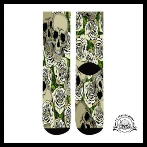 Chaussette Tête de Mort Fleurs