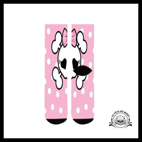 Chaussette Tête de Mort Noeud Rose