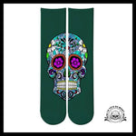 Chaussettes Tête de Mort Calavera Pâquerettes