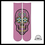 Chaussettes Tête de Mort Calavera Rose Bonbon