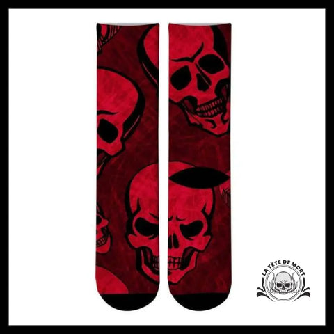 Chaussettes Tête de Mort Effrayant Rouge