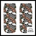 Chaussettes Tête de Mort Fleurs Roses