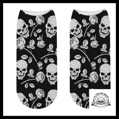 Chaussettes Tête de Mort Roses Noir et Blanc