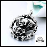 Collier Homme Chaine de Moto (Cuir)