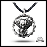 Collier Homme Chaine de Moto (Cuir)
