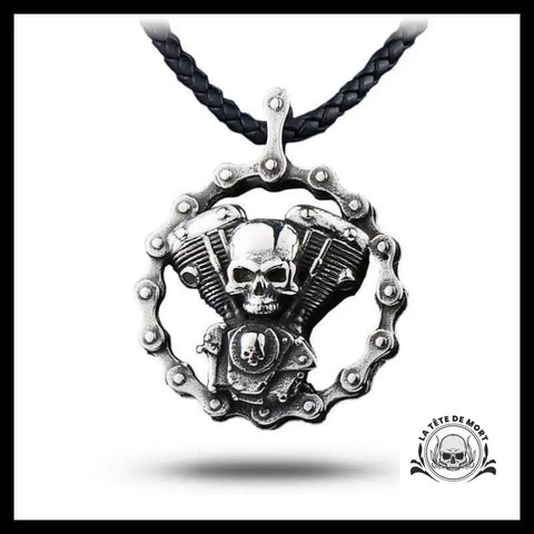 Collier Homme Chaine de Moto (Cuir)