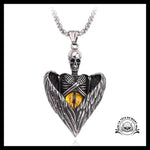 Collier Tête de Mort Ailes Ange Yeux Noirs