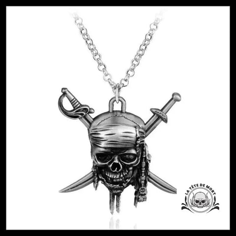 Collier Tête de Mort Captain Jack Argente