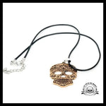 Collier Tête de Mort Charme Mexicain Dore