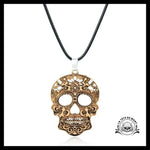 Collier Tête de Mort Charme Mexicain Dore