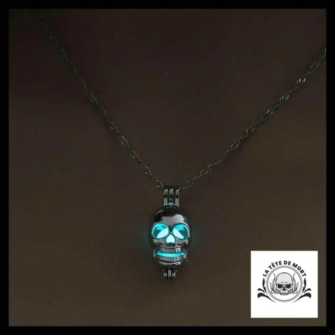 Collier Tête de Mort Crâne Lumineux Vert