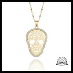 Collier Tête de Mort Crâne Mexicain Doré