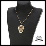 Collier Tête de Mort Crâne Mexicain Doré