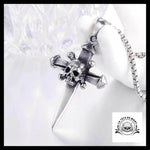 Collier Tête de Mort Dague Argentee