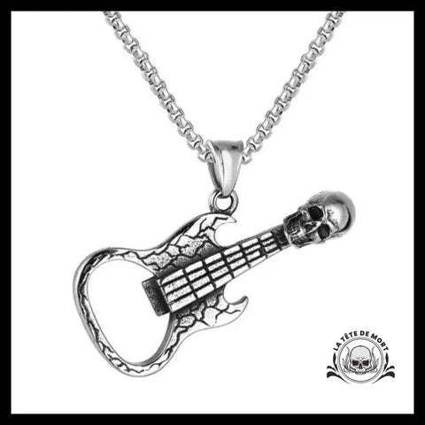 Collier Tête de Mort Guitare Decapsuleur