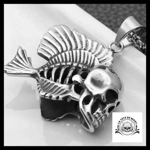 Collier Tête de Mort Poisson D’argent