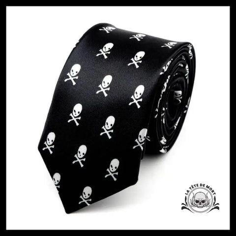 Cravate Noire Homme Crâne