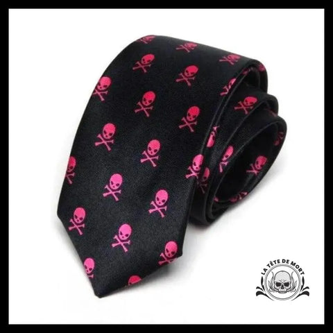 Cravate Tête de Mort Rose