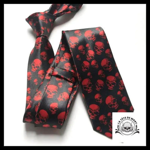 Cravate Tête de Mort Rouge