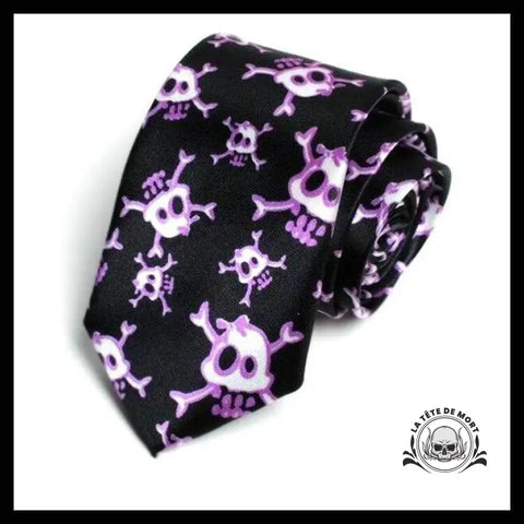 Cravate Tête de Mort Violette