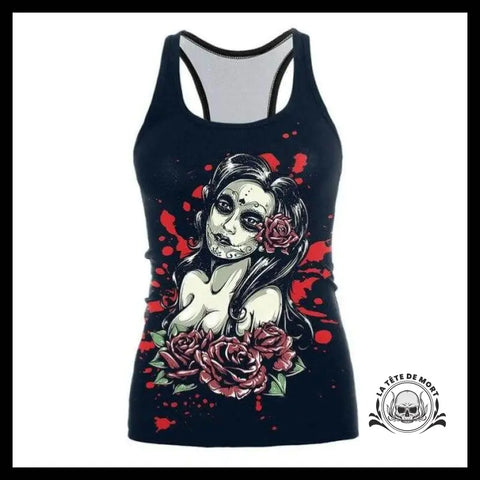 Débardeur Tête de Mort Avec Roses