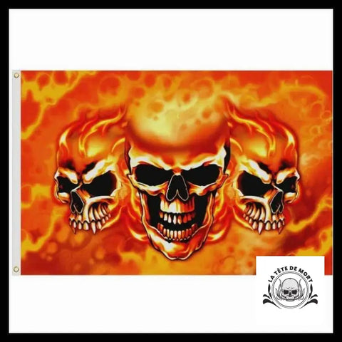 Drapeau Tête de Mort Flamme