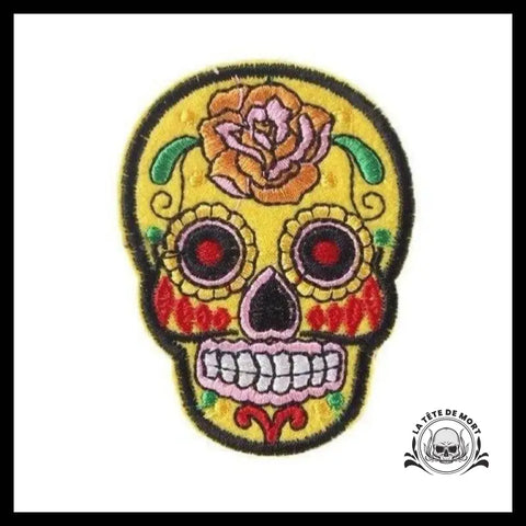 Écusson Crâne Mexicain Fleur