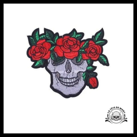 Écusson Tête de Mort Avec Fleurs