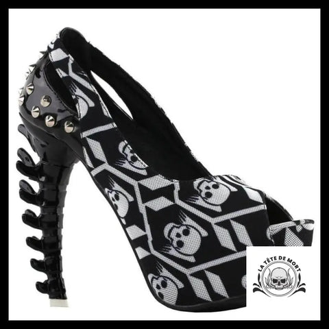 Escarpin Noir et Blanc Crâne