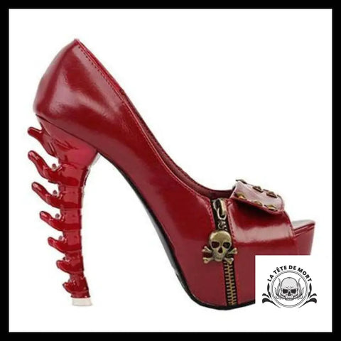 Escarpin Rouge Tête de Mort