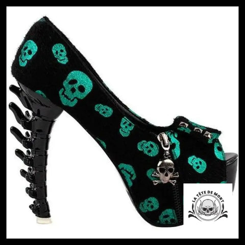Escarpin Tête de Mort Fluo