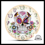 Horloge Tête de Mort Murale Blanche Mexicaine