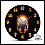 Horloge Tête de Mort Murale Crâne feu