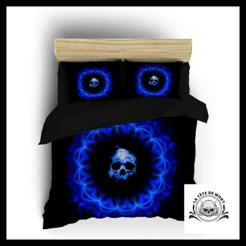 Housse de Couette Tête Mort Bleue