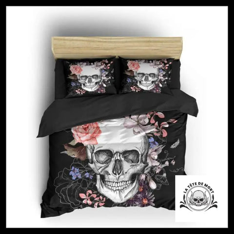 Housse de Couette Tête Mort Fleurs