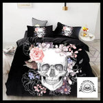 Housse de Couette Tête Mort Fleurs