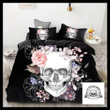 Housse de Couette Tête Mort Fleurs